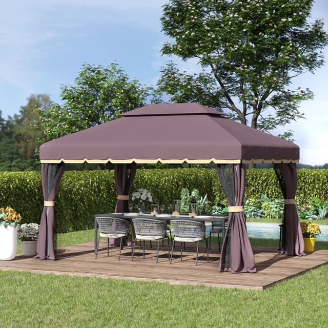 Supplier photo of 10ft x 13ft Patio Gazebo-Coffee-AS ( Amazon Shipping)(Prohibited by WalMart)