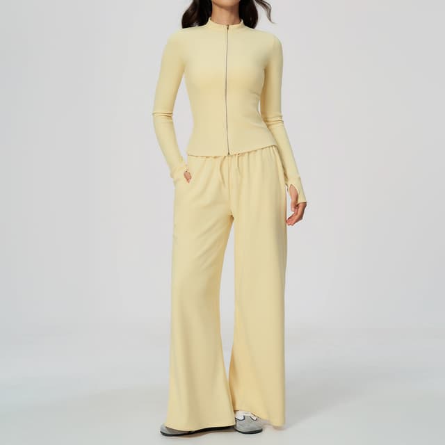 Stand-collar Zip-up Jacket And Pants Set