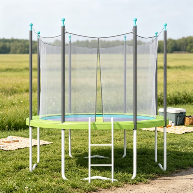 Supplier photo of 14FT Green Trampoline Spring Pad – No Pole Holes, Reinforced Waterproof Tear Resistant Edges, All Weather Safety Accessory(Only trampoline replacement mat)