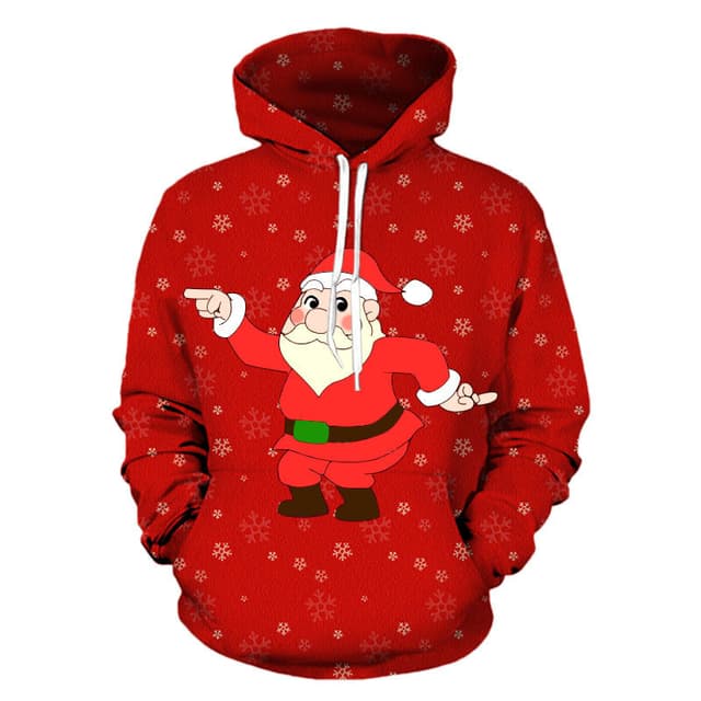 Supplier photo of Cross-border 3D Printed Christmas Hooded Sweater Men's Explosive 3D Hooded Sweater With Rope Pocket